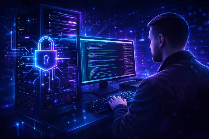 IT specialist working on cybersecurity and system administration